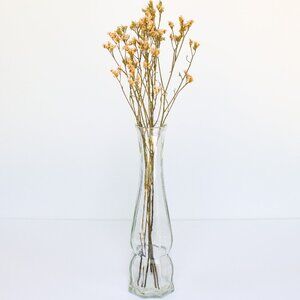 Octagon Vase, vintage small clear vase, light grey recycled glass bottle